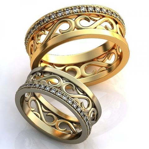 Золотые обручальные кольца с воздушным узором AOG-obr-371 из Желтое золото от Ювелирный салон Art of glow 1