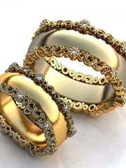 Обручальные кольца из золота с узором и бриллиантами AOG-obr-812 из Комбинированные от Ювелирный салон Art of glow 1