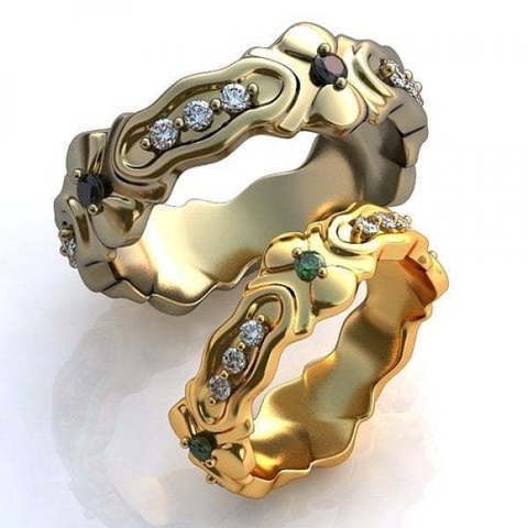 Дизайнерские золотые обручальные кольца AOG-obr-732 из Желтое золото от Ювелирный салон Art of glow 1