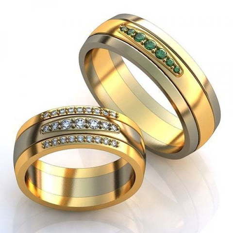 Золотые обручальные кольца с камнями AOG-obr-720 из Комбинированные от Ювелирный салон Art of glow 1