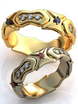 Необычные золотые обручальные кольца с камнями AOG-obr-730 из Желтое золото от Ювелирный салон Art of glow 1
