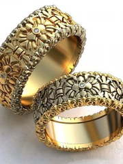 Широкие обручальные кольца с узорчатой поверхностью AOG-obr-636 из Комбинированные от Ювелирный салон Art of glow 1