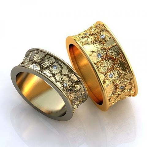 Широкие обручальные кольца из матового золота AOG-obr-504 из Желтое золото от Ювелирный салон Art of glow 1