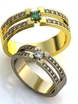 Обручальные кольца с бриллиантами и изумрудом AOG-obr-655 из Желтое золото от Ювелирный салон Art of glow 1