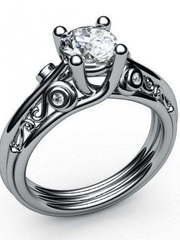 Эксклюзивное помолвочное кольцо с крупным бриллиантом AOG-ER-0023 из Белое золото от Ювелирный салон Art of glow 1