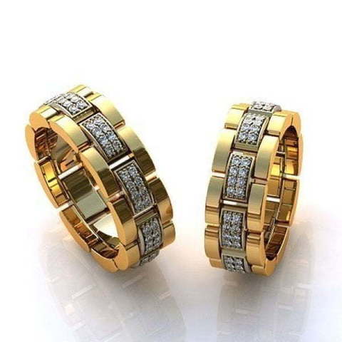 Роскошные обручальные кольца с россыпью бриллиантов R-KO-1105 из Желтое золото от Ювелирный салон Art of glow 1