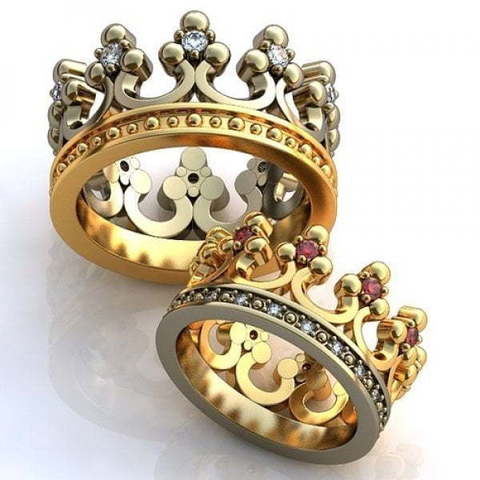 Великолепные обручальные кольца в виде короны AOG-obr-427 из Комбинированные от Ювелирный салон Art of glow 1