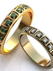 Обручальные кольца с изумрудами и бриллиантами AOG-obr-219 из Желтое золото от Ювелирный салон Art of glow 1