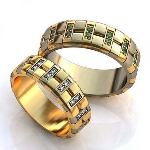 Эксклюзивные обручальные кольца с изумрудами AOG-obr-714 из Комбинированные от Ювелирный салон Art of glow 1