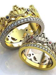 Обручальные кольца короны с драгоценными камнями AOG-obr-1002 из Комбинированные от Ювелирный салон Art of glow 1