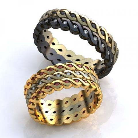 Плетеные обручальные кольца из разных оттенков золота AOG-obr-587 из Комбинированные от Ювелирный салон Art of glow 1