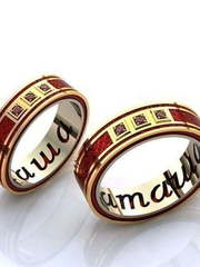 Обручальные кольца с рубином и гравировкой R-KO-1047 из Желтое золото от Ювелирный салон Art of glow 1