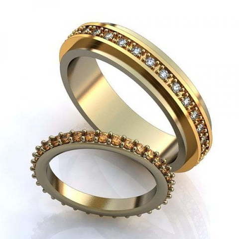 Обручальные кольца с оранжевыми сапфирами AOG-obr-515 из Желтое золото, Комбинированные от Ювелирный салон Art of glow 1