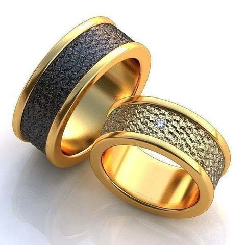Стильные обручальные кольца необычного дизайна AOG-obr-066 из Желтое золото, Комбинированные от Ювелирный салон Art of glow 1