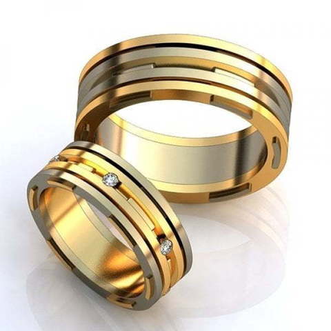 Золотые обручальные кольца необычного дизайна AOG-obr-493 из Комбинированные от Ювелирный салон Art of glow 1