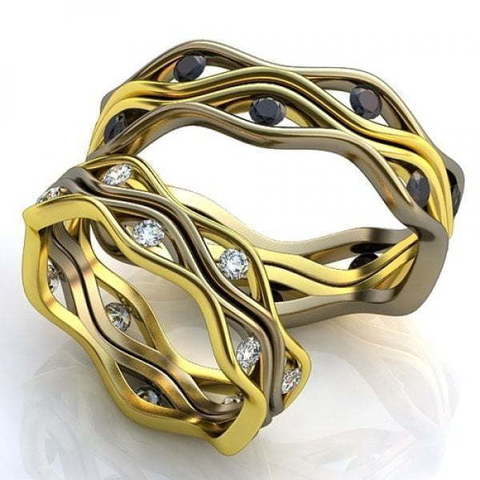 Необычные обручальные кольца с сапфирами AOG-obr-388 из Комбинированные от Ювелирный салон Art of glow 1