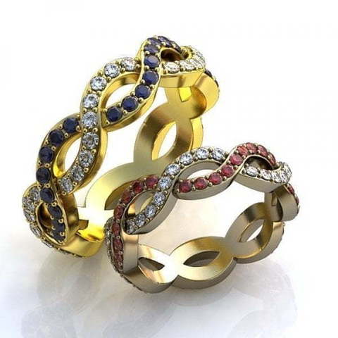 Роскошные обручальные кольца с россыпью камней AOG-obr-760 из Желтое золото от Ювелирный салон Art of glow 1