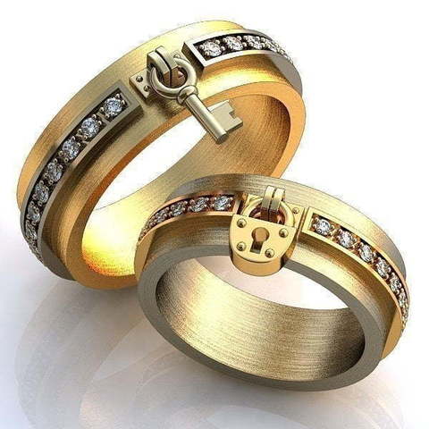 Обручальные кольца с подвесками AOG-obr-221 из Желтое золото, Комбинированные от Ювелирный салон Art of glow 1