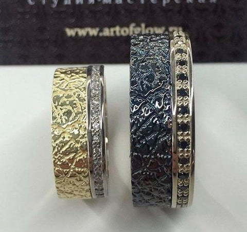 Шикарные обручальные кольца с бриллиантами AOG-obr-069 из Комбинированные от Ювелирный салон Art of glow 1
