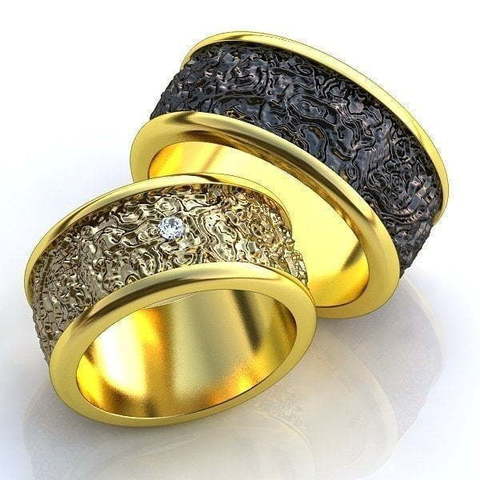 Широкие золотые обручальные кольца AOG-obr-071 из Желтое золото, Комбинированные от Ювелирный салон Art of glow 1