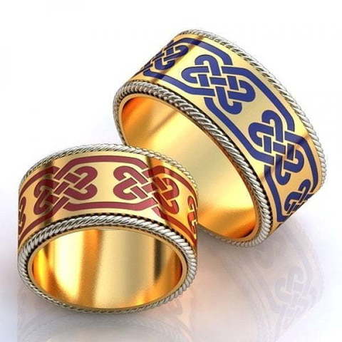 Широкие обручальные кольца из золота с эмалью AOG-obr-773 из Желтое золото от Ювелирный салон Art of glow 1