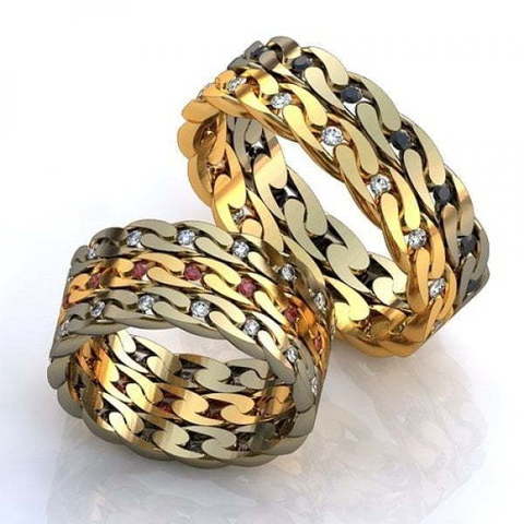 Плетеные золотые обручальные кольца AOG-obr-751 из Комбинированные от Ювелирный салон Art of glow 1
