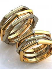 Стильные широкие обручальные кольца из золота AOG-obr-514 из Комбинированные от Ювелирный салон Art of glow 1