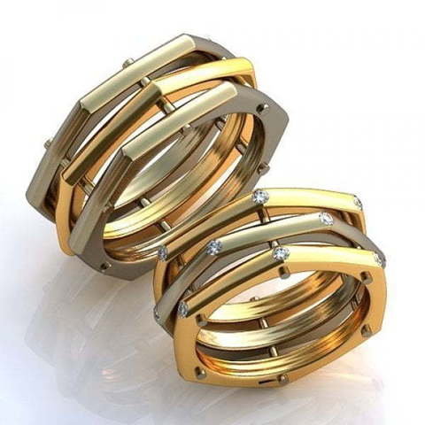 Стильные широкие обручальные кольца из золота AOG-obr-514 из Комбинированные от Ювелирный салон Art of glow 1