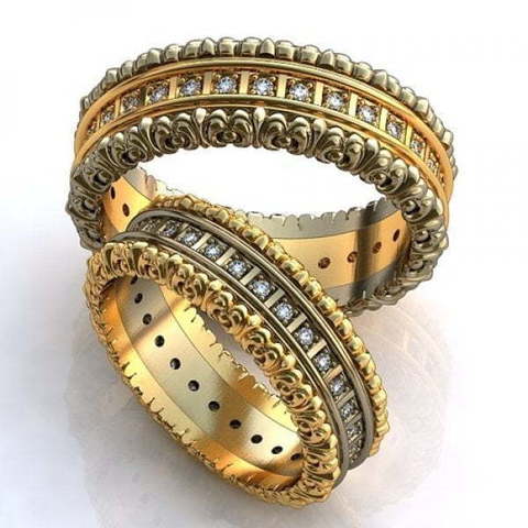 Оригинальные обручальные кольца с бриллиантами AOG-obr-631 из Желтое золото, Комбинированные от Ювелирный салон Art of glow 1