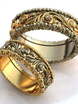 Золотые обручальные кольца с узором и камнями AOG-obr-637 из Желтое золото, Комбинированные от Ювелирный салон Art of glow 1