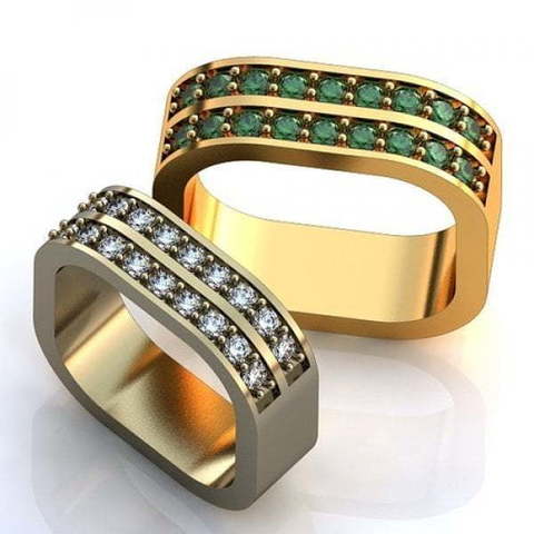 Необычные обручальные кольца с изумрудами AOG-obr-526 из Желтое золото от Ювелирный салон Art of glow 1
