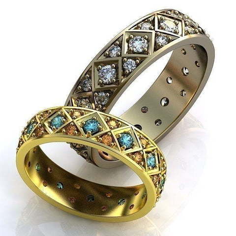 Обручальные кольца с россыпью драгоценных камней AOG-obr-217 из Желтое золото от Ювелирный салон Art of glow 1