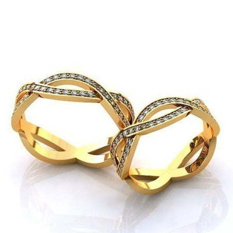Роскошные обручальные кольца с россыпью бриллиантов R-KO-1028 из Желтое золото от Ювелирный салон Art of glow 1