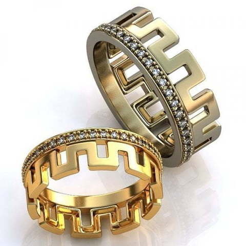 Золотые обручальные кольца необычного дизайна AOG-obr-367 из Желтое золото от Ювелирный салон Art of glow 1