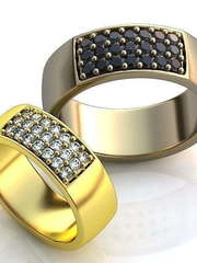 Обручальные кольца с черными и белыми бриллиантами AOG-obr-148 из Желтое золото от Ювелирный салон Art of glow 1