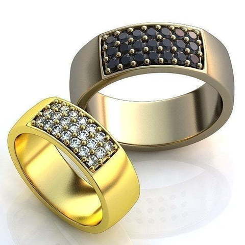 Обручальные кольца с черными и белыми бриллиантами AOG-obr-148 из Желтое золото от Ювелирный салон Art of glow 1