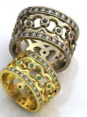 Широкие обручальные кольца необычного дизайна AOG-obr-804 из Желтое золото от Ювелирный салон Art of glow 1