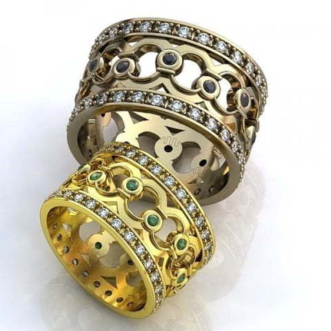 Широкие обручальные кольца необычного дизайна AOG-obr-804 из Желтое золото от Ювелирный салон Art of glow 1