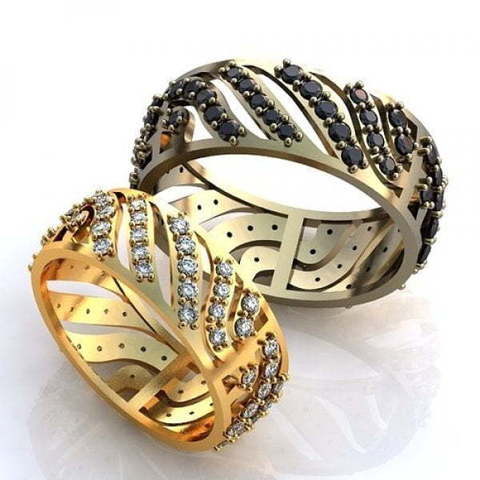 Роскошные обручальные кольца с россыпью бриллиантов AOG-obr-668 из Желтое золото от Ювелирный салон Art of glow 1