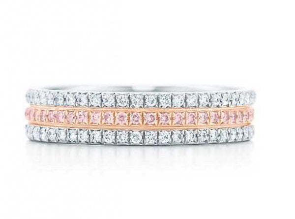Обручальное кольцо дорожка с бриллиантами и розовыми сапфирами AOG-WRB-009 из Комбинированные от Ювелирный салон Art of glow 1
