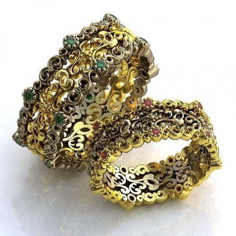 Кружевные золотые обручальные кольца AOG-obr-819 из Комбинированные от Ювелирный салон Art of glow 1