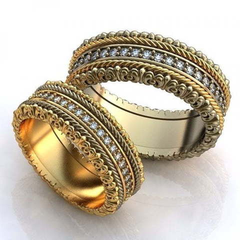 Обручальные кольца с узором из золота AOG-obr-634 из Желтое золото, Комбинированные от Ювелирный салон Art of glow 1
