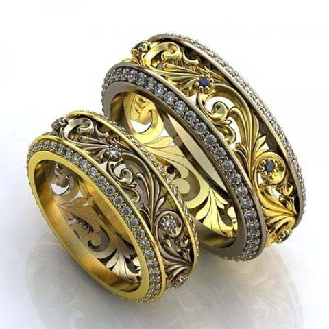 Необычные золотые обручальные кольца AOG-obr-739 из Комбинированные от Ювелирный салон Art of glow 1