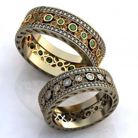 Купить Необычные золотые обручальные кольца с изумрудами AOG-obr-527 Т232320 от Art of glow за 142487 руб. Отзывы, фото -— Wed by Me
