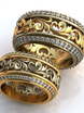 Шикарные золотые обручальные кольца с камнями AOG-obr-727 из Желтое золото от Ювелирный салон Art of glow 1