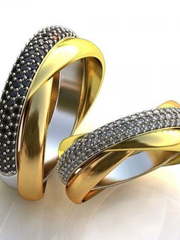 Необычные тройные обручальные кольца с бриллиантами AOG-obr-659 из Комбинированные от Ювелирный салон Art of glow 1