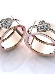 Обручальные кольца с сердцем из бриллиантов R-KO-1026 из Розовое (красное) золото от Ювелирный салон Art of glow 1