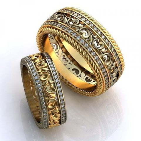 Шикарные обручальные кольца с бриллиантами AOG-obr-469 из Комбинированные от Ювелирный салон Art of glow 1
