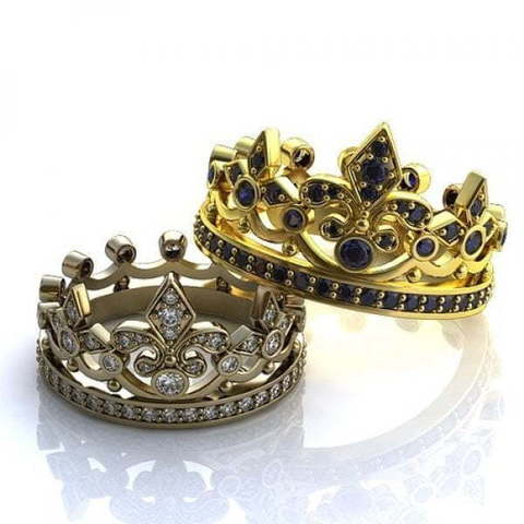 Обручальные кольца в виде короны с бриллиантами AOG-obr-682 из Желтое золото от Ювелирный салон Art of glow 1