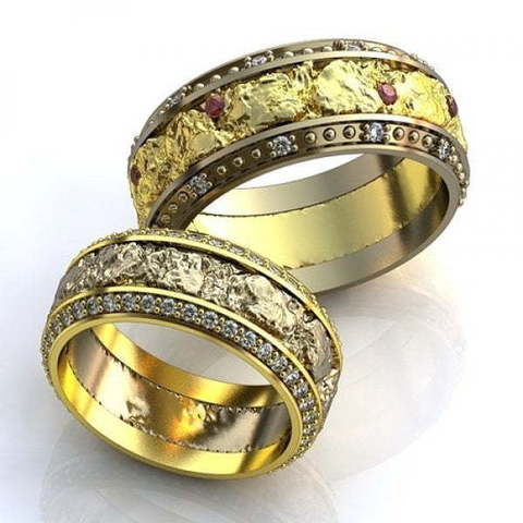 Золотые обручальные кольца эксклюзивного дизайна AOG-obr-673 из Комбинированные от Ювелирный салон Art of glow 1